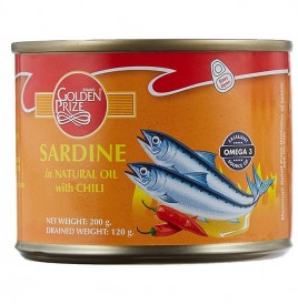 Golden Prize Sardine in Natural Oil with Chilli  Tin  200 grams